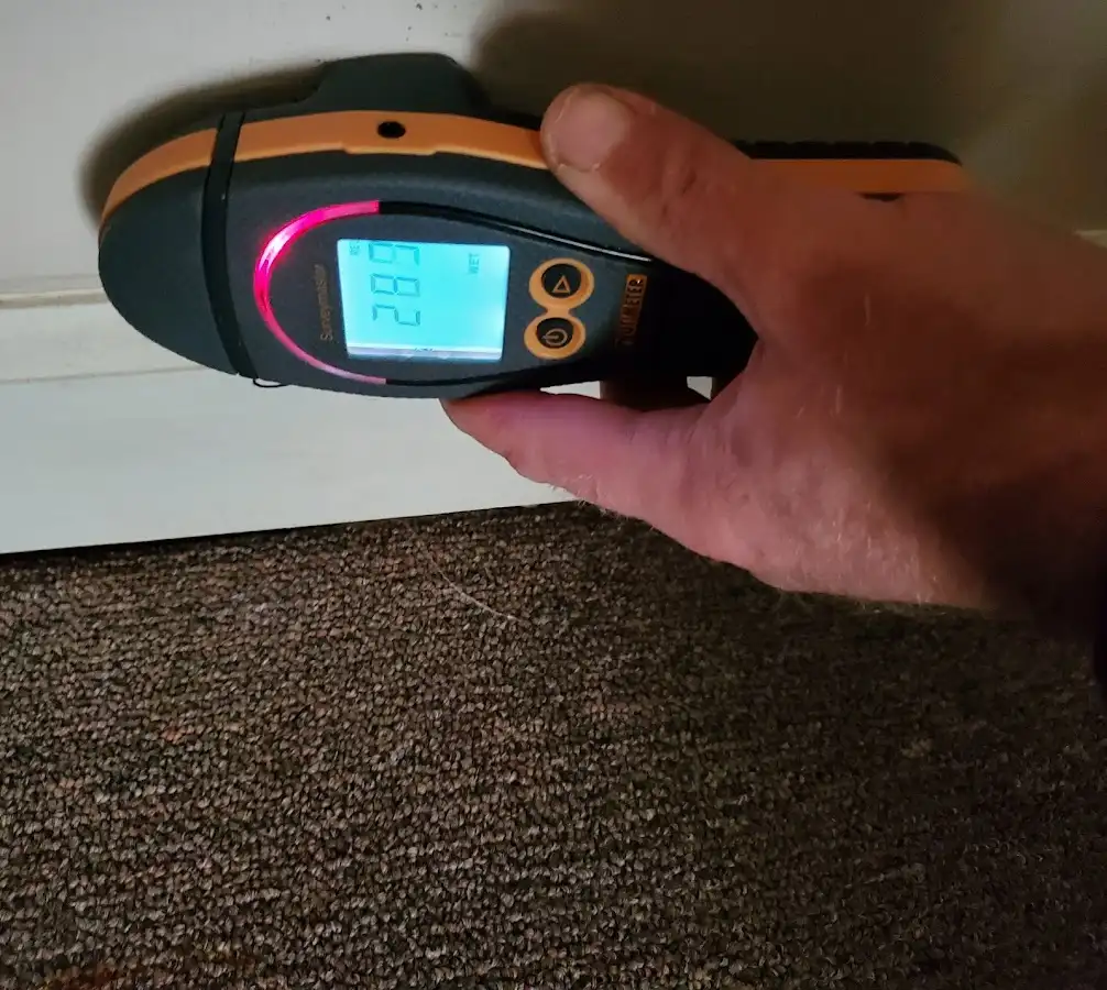Moisture detection at baseboard during Burst Pipe Cleanup in Russellville
